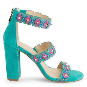 Botkier GIGI Marina embellished turquoise heels